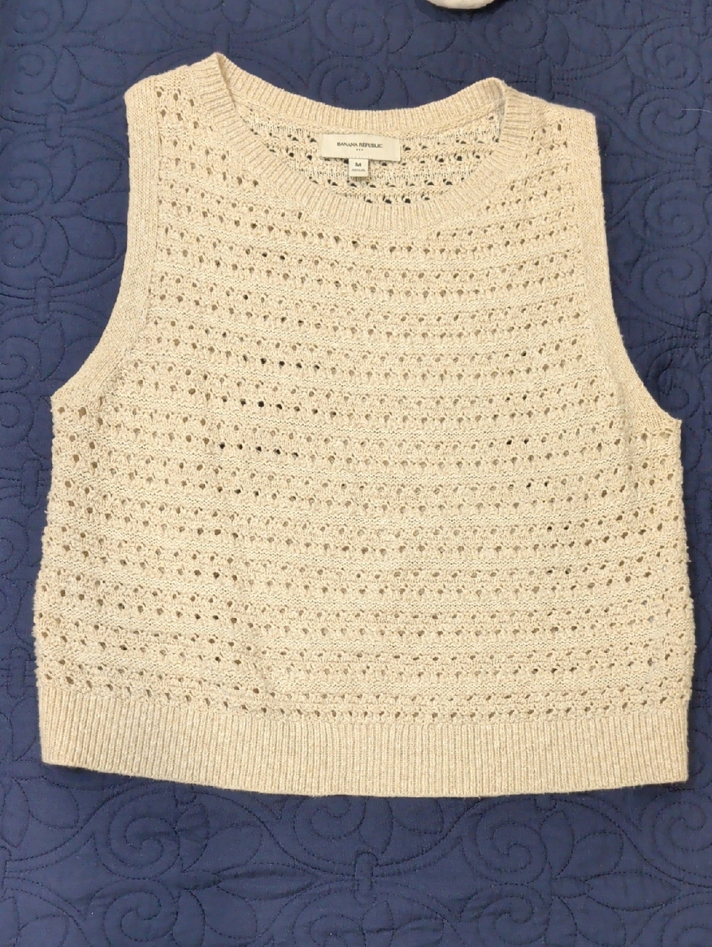 Banana Republic Cream Knit Sleeveless Sweater Shell, Size M